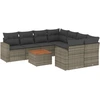 Image de vidaXL Ensemble de salon de jardin 9 pièces avec coussins Gris Poly rotin