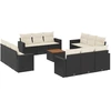Image de vidaXL Ensemble de 13 canapés de jardin avec coussins noir poly rotin
