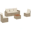 Image de vidaXL Ensemble de salon de jardin 6 pièces avec coussins Beige Poly Rattan