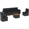 Image de vidaXL Ensemble de salon de jardin 7 pièces avec coussins noir poly rotin