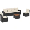 Image de vidaXL Ensemble de salon de jardin 7 pièces avec coussins noir poly rotin