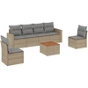 Image de vidaXL Ensemble de salon de jardin 7 pièces avec coussins Beige Poly Rattan