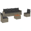 Image de vidaXL Ensemble de salon de jardin 7 pièces avec coussins Gris Poly rotin
