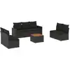 Image de vidaXL Ensemble de jardin canapé 8 pièces avec coussins noir poly rotin