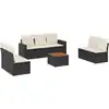 Image de vidaXL Ensemble de jardin canapé 8 pièces avec coussins noir poly rotin