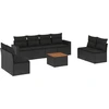 Image de vidaXL Ensemble de salon de jardin 9 pièces avec coussins noir poly rotin