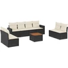 Image de vidaXL Ensemble de salon de jardin 9 pièces avec coussins noir poly rotin