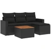 Image de vidaXL Ensemble de salon de jardin 5 pièces avec coussins noir poly rotin