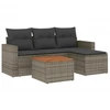 Image de vidaXL Ensemble de salon de jardin 5 pièces avec coussins Gris Poly rotin