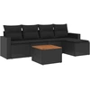 Image de vidaXL Ensemble de salon de jardin 6 pièces avec coussins noir poly rotin