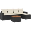 Image de vidaXL Ensemble de salon de jardin 6 pièces avec coussins noir poly rotin