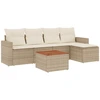 Image de vidaXL Ensemble de salon de jardin 6 pièces avec coussins Beige Poly Rattan
