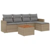 Image de vidaXL Ensemble de salon de jardin 6 pièces avec coussins Beige Poly Rattan