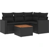 Image de vidaXL Ensemble de salon de jardin 5 pièces avec coussins noir poly rotin