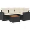 Image de vidaXL Ensemble de salon de jardin 5 pièces avec coussins noir poly rotin