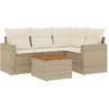 Image de vidaXL Ensemble de salon de jardin 5 pièces avec coussins Beige Poly Rattan