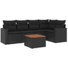 Image de vidaXL Ensemble de salon de jardin 6 pièces avec coussins noir poly rotin