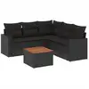 Image de vidaXL Ensemble de salon de jardin 6 pièces avec coussins noir poly rotin