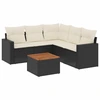Image de vidaXL Ensemble de salon de jardin 6 pièces avec coussins noir poly rotin