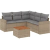 Image de vidaXL Ensemble de salon de jardin 6 pièces avec coussins Beige Poly Rattan