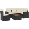 Image de vidaXL Ensemble de salon de jardin 6 pièces avec coussins noir poly rotin