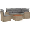 Image de vidaXL Ensemble de salon de jardin 6 pièces avec coussins Beige Poly Rattan