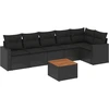 Image de vidaXL Ensemble de salon de jardin 7 pièces avec coussins noir poly rotin