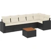 Image de vidaXL Ensemble de salon de jardin 7 pièces avec coussins noir poly rotin