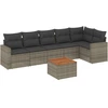 Image de vidaXL Ensemble de salon de jardin 7 pièces avec coussins Gris Poly rotin