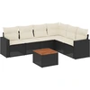 Image de vidaXL Ensemble de salon de jardin 7 pièces avec coussins noir poly rotin