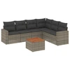 Image de vidaXL Ensemble de salon de jardin 7 pièces avec coussins Gris Poly rotin