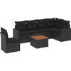 Image de vidaXL Ensemble de salon de jardin 7 pièces avec coussins noir poly rotin