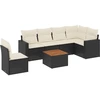 Image de vidaXL Ensemble de salon de jardin 7 pièces avec coussins noir poly rotin