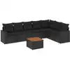 Image de vidaXL Ensemble de jardin canapé 8 pièces avec coussins noir poly rotin