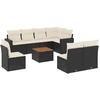 Image de vidaXL Ensemble de salon de jardin 9 pièces avec coussins noir poly rotin
