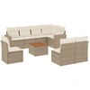 Image de vidaXL Ensemble de salon de jardin 9 pièces avec coussins beige Poly rotin