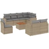 Image de vidaXL Ensemble de salon de jardin 9 pièces avec coussins beige Poly rotin