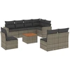 Image de vidaXL Ensemble de salon de jardin 9 pièces avec coussins Gris Poly rotin