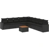 Image de vidaXL Ensemble de 10 canapés de jardin avec coussins noir poly rotin