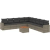 Image de vidaXL Ensemble de salon de jardin 10 pièces avec coussins Gris Poly Rattan