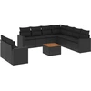 Image de vidaXL Ensemble de 10 canapés de jardin avec coussins noir poly rotin