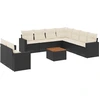 Image de vidaXL Ensemble de 10 canapés de jardin avec coussins noir poly rotin