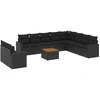 Image de vidaXL Ensemble de salon de jardin 11 pièces avec coussins noir poly rotin