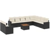 Image de vidaXL Ensemble de salon de jardin 11 pièces avec coussins noir poly rotin