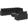 Image de vidaXL Ensemble de salon de jardin 9 pièces avec coussins noir poly rotin