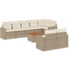 Image de vidaXL Ensemble de salon de jardin 9 pièces avec coussins beige Poly rotin