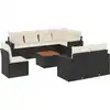 Image de vidaXL Ensemble de salon de jardin 9 pièces avec coussins noir poly rotin