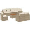 Image de vidaXL Ensemble de salon de jardin 9 pièces avec coussins beige Poly rotin