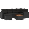 Image de vidaXL Ensemble de salon de jardin 7 pièces avec coussins noir poly rotin