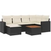 Image de vidaXL Ensemble de salon de jardin 7 pièces avec coussins noir poly rotin